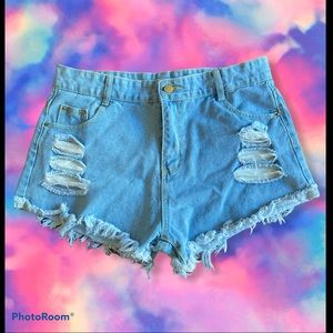Raw Hem Ripped Shorts